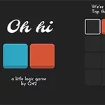 Imaginea prezintă un ecran de joc logic cu pătrate colorate, albastru și roșu, și instrucțiuni scrise în engleză pe un fundal negru