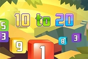 Numere colorate într-un peisaj stilizat și textul 10 to 20