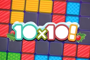 Blocuri colorate în diverse modele pe un fundal grilă, cu textul „10x10!