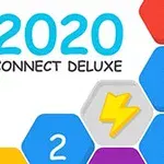 Numere și simboluri pe hexagoane colorate cu textul 2020 Connect Deluxe pe un fundal alb