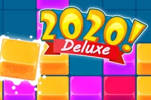 Grafică colorată cu titlul 2020 Deluxe și blocuri viu colorate pe fundal
