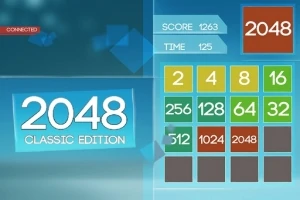 Interfață joc cu titlul 2048 Classic Edition afișând un tabel numeric colorat și un scor