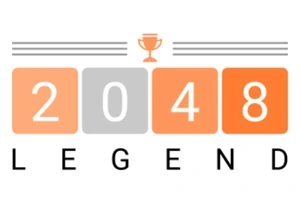 Numere 2048 pe fundal colorat cu o iconiță de trofeu deasupra și cuvântul LEGEND dedesubt