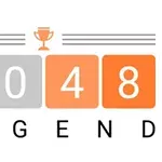 Numere 2048 pe fundal colorat cu o iconiță de trofeu deasupra și cuvântul LEGEND dedesubt