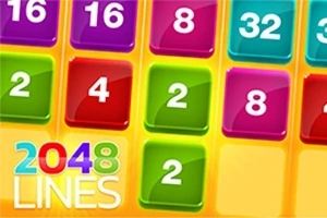 Set de pătrate colorate cu numere și textul „2048 Lines” în colțul din stânga jos