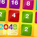 Set de pătrate colorate cu numere și textul „2048 Lines” în colțul din stânga jos