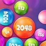 Bile colorate cu numere precum 2048, 1024 și 512 pe un fundal mov