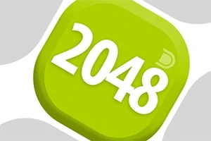 Iconiță verde cu textul 2048 în alb, pe un fundal gri deschis