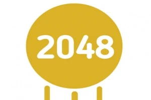 Cerc galben cu numărul 2048 inscripționat în mijloc pe un fundal alb