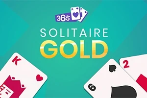 Text „Solitaire Gold” pe un fundal turcoaz cu cărți de joc afișate