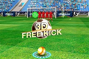Fotbal 3D free kick cu jucători în roșu în apărare și un stadion plin de spectatori