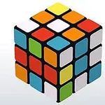Un cub colorat, compus din piese albe, roșii, galbene, portocalii, verzi și albastre, prezentat într-un mod tridimensional