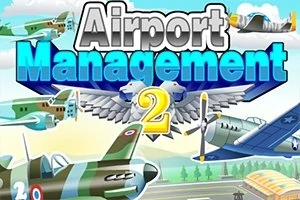 Avioane colorate zburând deasupra unui aeroport cu titlul Airport Management 2
