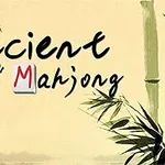 Textul Ancient Mahjong pe un fundal bej cu un design tipic asiatic și elemente de bambus