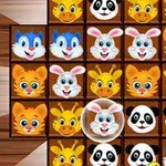 Grilă colorată cu fețe de animale amuzante și zâmbitoare, inclusiv iepuri, urși panda, girafe, pisici și câini