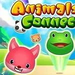 Ilustrație colorată cu animale stilizate, incluzând un cap de broască, un ursuleț, un elefant, un pui de rață, un panda și un cap de pisică, pe un fundal vesel, cu cer albastru și verdeață