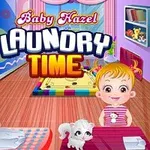 Două personaje animate într-o cameră, una călcând haine și cealaltă lângă un coșuleț roz, cu un cățeluș alb între ele
