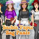 Patru femei desenate, fiecare purtând pălărie și pantaloni eleganți, stau pe o stradă cu copaci în fundal