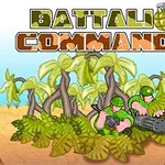 Soldați în uniformă verde cu arme stând în spatele vegetației, cu un craniu de animal în prim-plan și titlul „Battalion Commander” deasupra