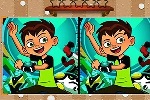 Băiat cu păr scurt și zâmbet larg, purtând un tricou verde și un ceas negru, în fața unui fundal colorat cu elemente futuriste, prezentat în două imagini similare, alăturate