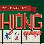 Text Best Classic Mahjong Connect deasupra unor piese albe cu simboluri colorate