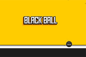 Fond galben cu textul Black Ball deasupra unei mingi negre pe o linie albă