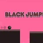 Textul Black Jumper pe un fundal roz cu o minge neagră poziționată lângă o margine
