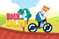 Joacă împotriva altor doi jucători online în acest joc BMX distractiv