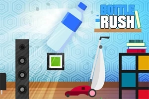 Sticlă de plastic în aer într-o cameră cu un difuzor, un aspirator și un raft cu cărți