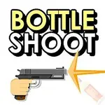 Un pistol desenat trage spre o sticlă, cu literele mari „BOTTLE SHOOT” deasupra