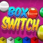 Bile colorate și textul Box Switch pe un fundal roz