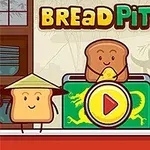 Trei felii de pâine animate, două purtând pălării de paie, cu un buton mare de play în centru și titlul „Bread Pit 2” deasupra