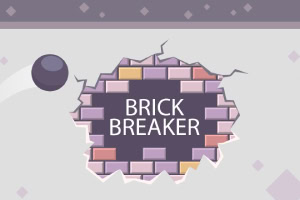 O minge lovește un zid de cărămizi colorate, creând o gaură în formă de text care spune BRICK BREAKER