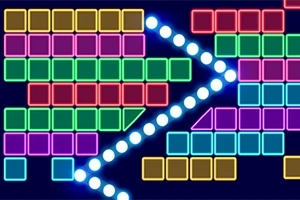 Blocuri colorate aranjate într-un model geometric cu linii de puncte albe luminoase pe un fundal închis