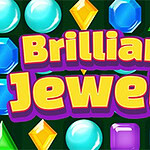 Textul colorat Brilliant Jewels pe un fundal de bijuterii de diferite forme și culori