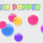 Baloane colorate de diferite dimensiuni pe un fundal deschis cu textul Bubble Popper în partea de sus