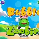 Text colorat și personaje simpatice sub formă de animale și bile pe un fundal de peisaj luminos
