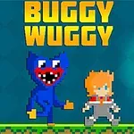 Două personaje pixelate, unul albastru și unul blond, pe un fundal albastru cu un titlu galben deasupra