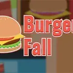 Grafică cu un burger animat și textul „Burger Fall” pe un fundal colorat