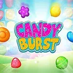 Fundal colorat cu bomboane divers colorate și textul „Candy Burst” în centru
