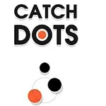 Textul Catch Dots și cercuri negre și portocalii pe un fundal alb