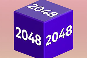 Un cub violet cu numărul 2048 scris pe fiecare față