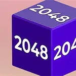Un cub violet cu numărul 2048 scris pe fiecare față