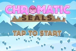 Textul Chromatic Seals și Tap to Start cu fundal de peisaj montan înzăpezit