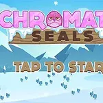 Textul Chromatic Seals și Tap to Start cu fundal de peisaj montan înzăpezit