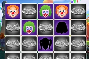 Emoticoane cu clovni și cărți cu un design de circ pe un fundal colorat