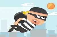 Joacă rolul unui hoț fugind de poliție pe acoperișurile orașului