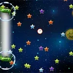 Două tancuri verzi într-un spațiu cosmic plin de stele colorate și asteroizi