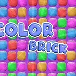 Textul Color Brick este plasat peste un fundal cu pătrate colorate în albastru, verde, galben și roz
