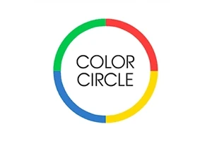 Cerc format din patru segmente colorate verde, roșu, galben și albastru, cu textul „COLOR CIRCLE” în centru